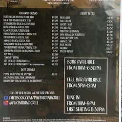 Food and drink menu.