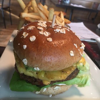 Burgerhaus - The Cozumel with a black bean burger and French fries. - American Near Me - Valparaiso, Indiana