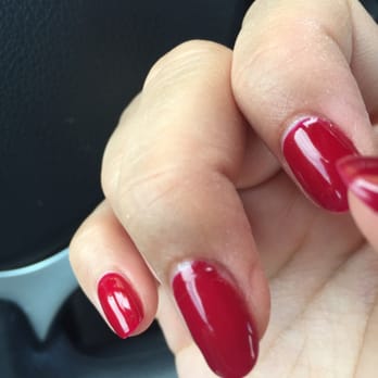 Pampered Nails and Spa - If you look closely at my finger you can see it is uneven and missing spots. - Nail Salons Near Me - Lancaster, California