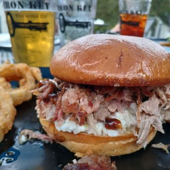Iron Key Brewing - Pulled pork sandwich - Breweries Near Me - Columbus, North Carolina