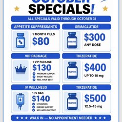 Vaneity Medical Weight Loss - October Specials good through October 31st, 2026