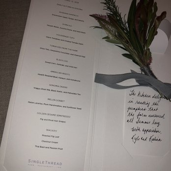 SingleThread Restaurant & Inn - Such a nice touch to receive this beautiful presentation upon departure. - New American Near Me - Healdsburg, California SingleThread Restaurant & Inn - Such a nice touch to receive this beautiful presentation upon departure. - New American Near Me - Healdsburg, California
