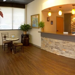 Reception desk and coffee/tea area