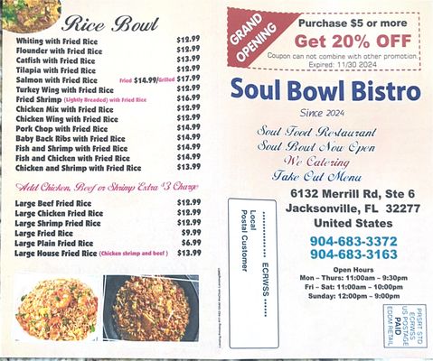 Menu photo 2 Soul Bowl Bistro Jacksonville, FL