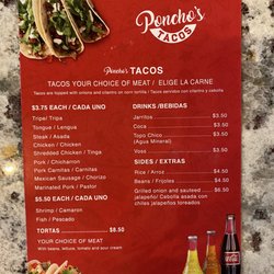 Poncho's Tacos  - Ponchos Tacos Menu