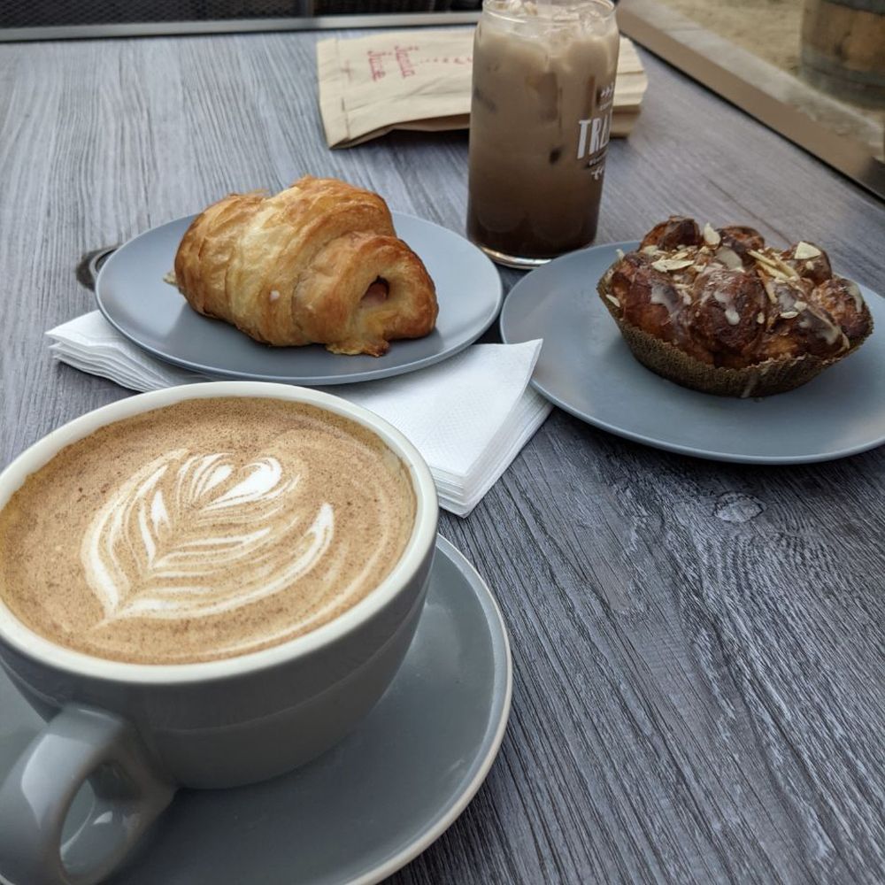 Trail Coffee Lodi - Oat milk pumpkin spice latte, iced almond milk mocha, ham and cheese croissant, and monkey bread - Coffee & Tea Near Me - Lodi, California Trail Coffee Lodi - Oat milk pumpkin spice latte, iced almond milk mocha, ham and cheese croissant, and monkey bread - Coffee & Tea Near Me - Lodi, California