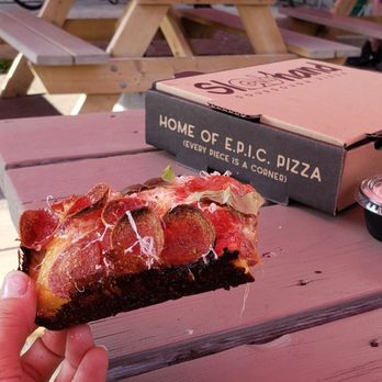 Slowhand Pizza - a hand holding a slice of pizza - Pizza Near Me - Toronto, Ontario Slowhand Pizza - a hand holding a slice of pizza - Pizza Near Me - Toronto, Ontario