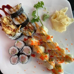 Volcano roll, yellowtail scallion roll