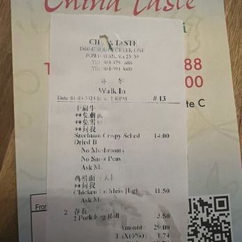 China Taste - Receipt stating what I didn't want in my food. - Chinese Near Me - Powhatan, Virginia China Taste - Receipt stating what I didn't want in my food. - Chinese Near Me - Powhatan, Virginia