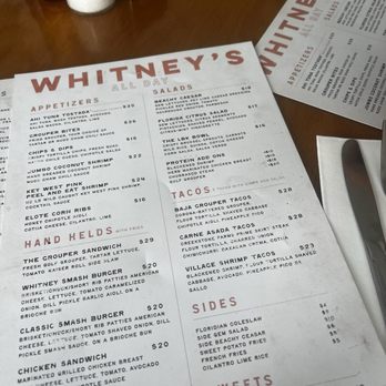 Whitney's - Menú - Bars Near Me - Longboat Key, Florida Whitney's - Menú - Bars Near Me - Longboat Key, Florida