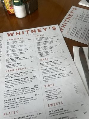 Menu photo 1 Whitney's Longboat Key, FL Menu photo 1 Whitney's Longboat Key, FL