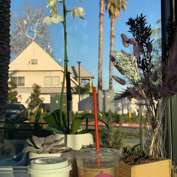 Apartment Cafe - Coffee with steamed milk and a lavender white mocha latte - Coffee & Tea Near Me - Rancho Cucamonga, California