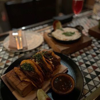 CHICA - Wagyu quesa-birria tacos, roasted street corn and grapefruit mimosa - Latin American Near Me - Las Vegas, Nevada