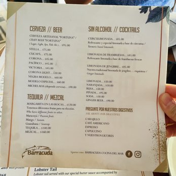 Barracuda - Menu 11/2022 - Mexican Near Me - Sayulita, NAY