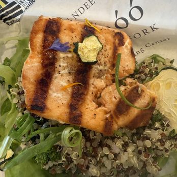Cafe Gozhoo - Delicious salmon salad with light, wonderful dressing. Served with soup, roasted veggies and fruit. - Restaurants Near Me - Whiteriver, Arizona