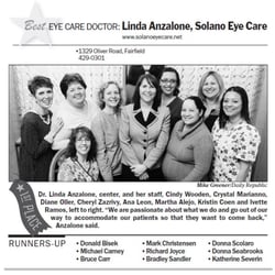 Solano Eye Care - Thank you for voting us #1 in Solano County!