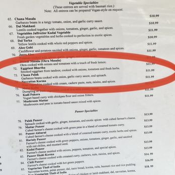 Thali of India - Actual menu price vs what I was charged. - Indian Near Me - Corning, New York Thali of India - Actual menu price vs what I was charged. - Indian Near Me - Corning, New York