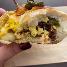 Jalapeno, bacon, cheddar, egg bagel bomb Jalapeno, bacon, cheddar, egg bagel bomb