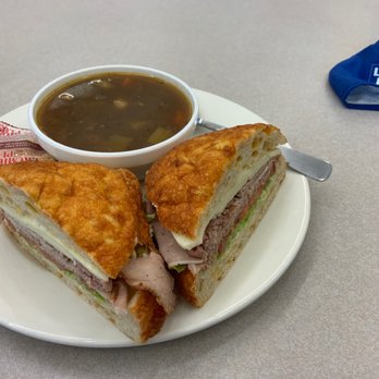 The London Cafe - Roast Beef in Cheese Ciabatta with Beef Barley Soup - Cafes Near Me - Richmond, British Columbia The London Cafe - Roast Beef in Cheese Ciabatta with Beef Barley Soup - Cafes Near Me - Richmond, British Columbia