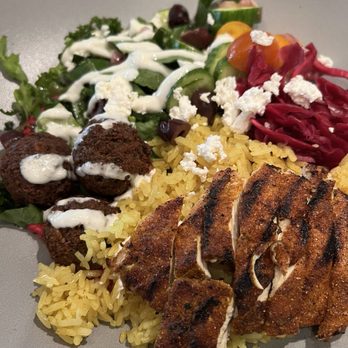 Cactus Club Cafe - Med Bowl with chicken and falafel. - Canadian (New) Near Me - North Vancouver, British Columbia Cactus Club Cafe - Med Bowl with chicken and falafel. - Canadian (New) Near Me - North Vancouver, British Columbia
