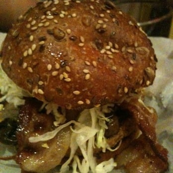 Bareburger - Astoria - Big blue bacon mushroom onion burger with 7 grain bun - Burgers Near Me - Astoria, New York Bareburger - Astoria - Big blue bacon mushroom onion burger with 7 grain bun - Burgers Near Me - Astoria, New York