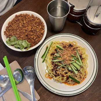 Liu’s Cafe - Sesame Cold Noodles and Braised Pork Belly Rice - Cafes Near Me - Los Angeles, California