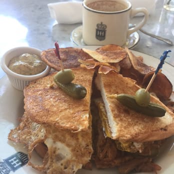 Ocho - Cuban Sandwich with a fried egg - Lounges Near Me - San Antonio, Texas