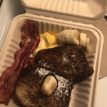 Dick's Uptown Cafe - Banana bread French toast, bacon and eggs. - Breakfast & Brunch Near Me - Cedar Hill, Texas
