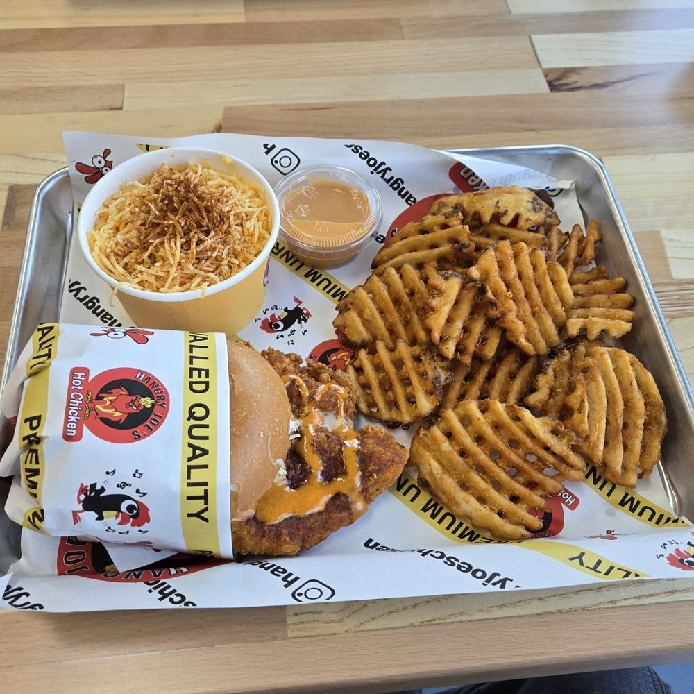 Hangry Joe's - Chicken Sandwich with Waffle Fries and a side of Mac and Cheese - Chicken Wings Near Me - Hermitage, Tennessee Hangry Joe's - Chicken Sandwich with Waffle Fries and a side of Mac and Cheese - Chicken Wings Near Me - Hermitage, Tennessee