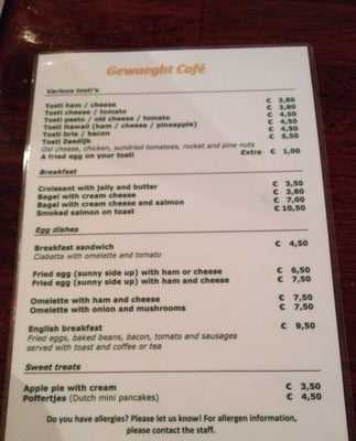 Menu photo 2 Cafe Gewaeght Amsterdam, NH