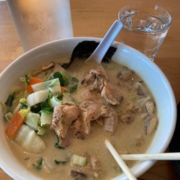 Spicy chicken, coconut curry soup with lemon grass, mushrooms and bamboo shoots with carrots. Spicy chicken, coconut curry soup with lemon grass, mushrooms and bamboo shoots with carrots.