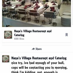 Nana's Village Restaurant & Catering - Harassment and threats from this business.