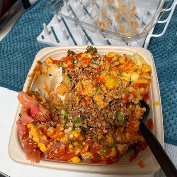 The Poke Company - This is the dish from the pokey company, white rice, tofu and vegetables It was delicious. - Poke Near Me - Boynton Beach, Florida