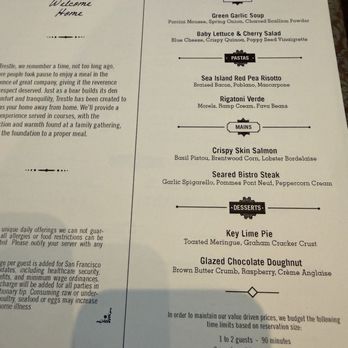 Trestle - Menu - New American Near Me - San Francisco, California