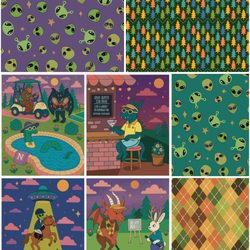 Hip Stitch - Country Club Cryptids collection by Elizabeth Webb. Not available anywhere else in the world!