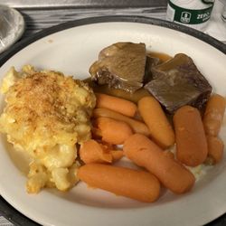 Maine Medical Center - Pot roast, macaroni and carrots.