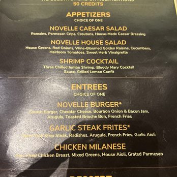 Novelle - Menu - Lounges Near Me - Uncasville, Connecticut
