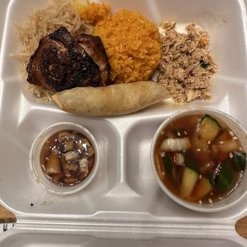Guam Grub - Neni Plate (kids plate): chicken, lumpia, red rice, pancit.  So good!!! - Guamanian Near Me - Everett, Washington