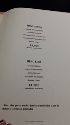 Menu photo 1 Ancón València, V