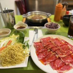 Large Angus beef with veggies and ramen. Large Angus beef with veggies and ramen.