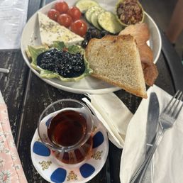 Turkish breakfast plate and Turkish tea Turkish breakfast plate and Turkish tea