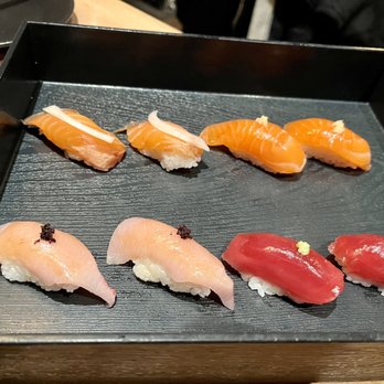 SUSHI-SAN - San nigiri set...look how small my Zuke salmon is :( - Sushi Bars Near Me - Chicago, Illinois SUSHI-SAN - San nigiri set...look how small my Zuke salmon is :( - Sushi Bars Near Me - Chicago, Illinois