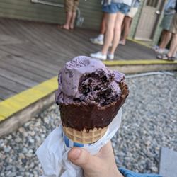 Blueberry Haus - Au'oreo borealis ice cream in custom chocolate waffle cone (kiddie size)