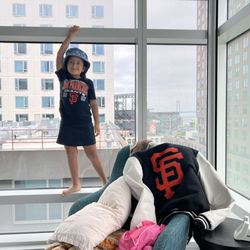 LUMA Hotel San Francisco - My daughter posing in the corner of our room