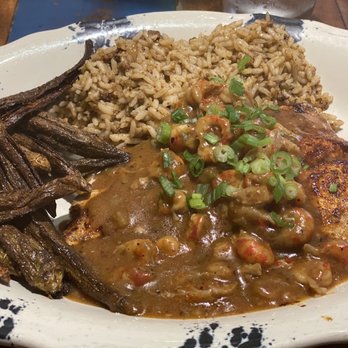 Tricky Fish - Redfish with crawfish etouffeé, dirty rice and okra - Seafood Near Me - Richardson, Texas