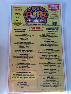 Menu photo 7 Laguna BoB South Padre Island, TX