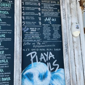 Playa Bowls - a menu on a chalk board - Acai Bowls Near Me - Seaside Heights, New Jersey Playa Bowls - a menu on a chalk board - Acai Bowls Near Me - Seaside Heights, New Jersey