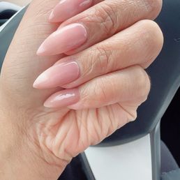 Love my soft pink catseye dip powder nails