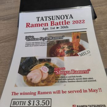 Ramen Tatsunoya - Only available April 2022. Seasonal menu. - Ramen Near Me - Pasadena, California