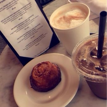 Belle Epicurean Bakery - cafe au lait / mini cinnamon bun / iced mocha - Desserts Near Me - Seattle, Washington